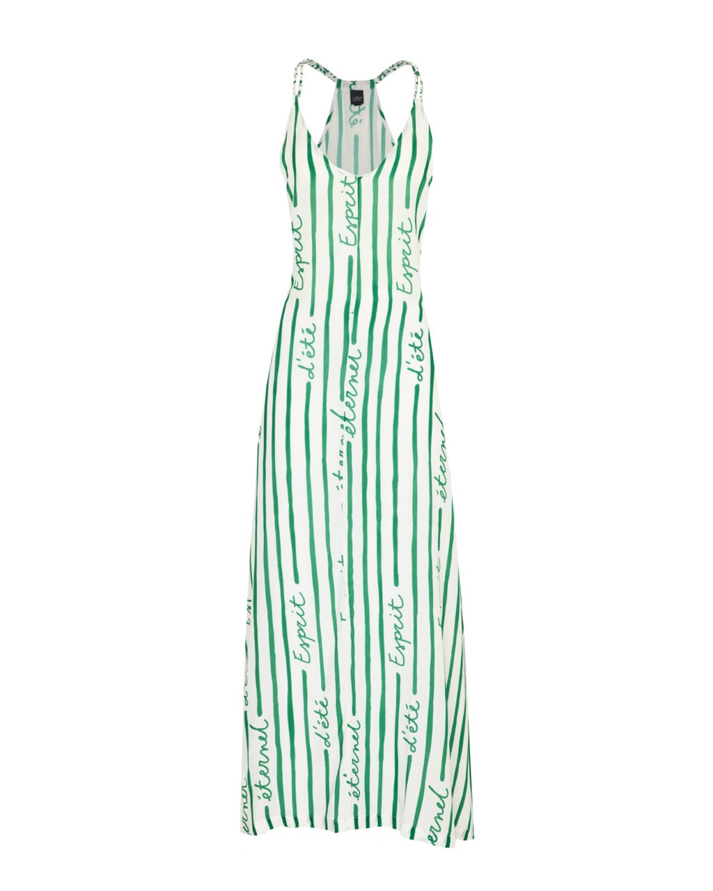 Robe de plage Leila Vert Palmier – Tatiane de Freitas – coupe fluide fines bretelles, fente latérale, emmanchures américaines, robe de plage légère chic Lyon