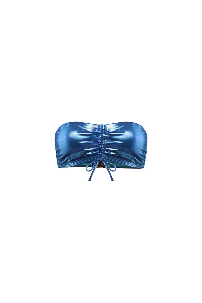 Bandeau froncé Captivante Shine bleu mer