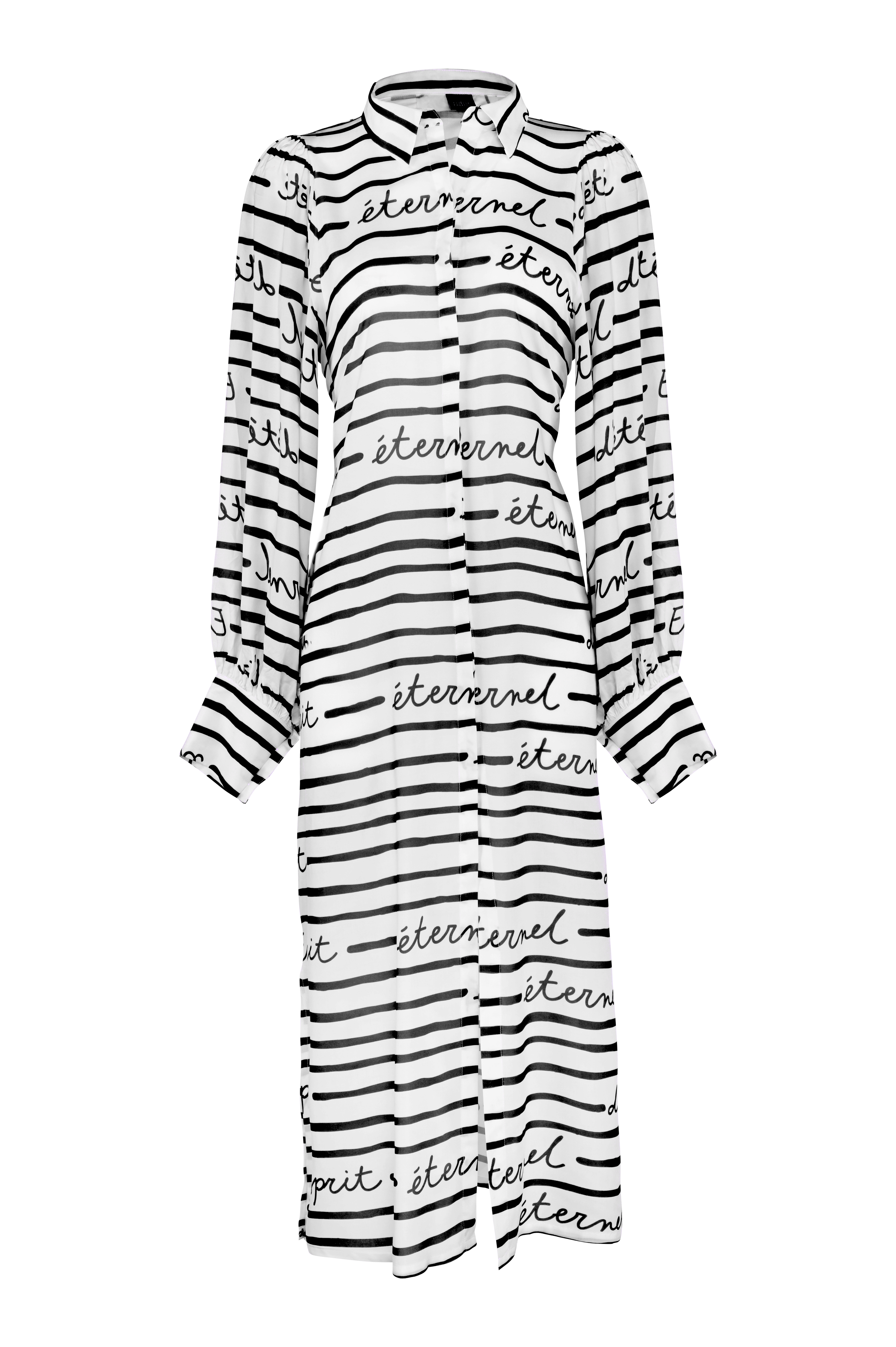 Chemise longue rayures charbon