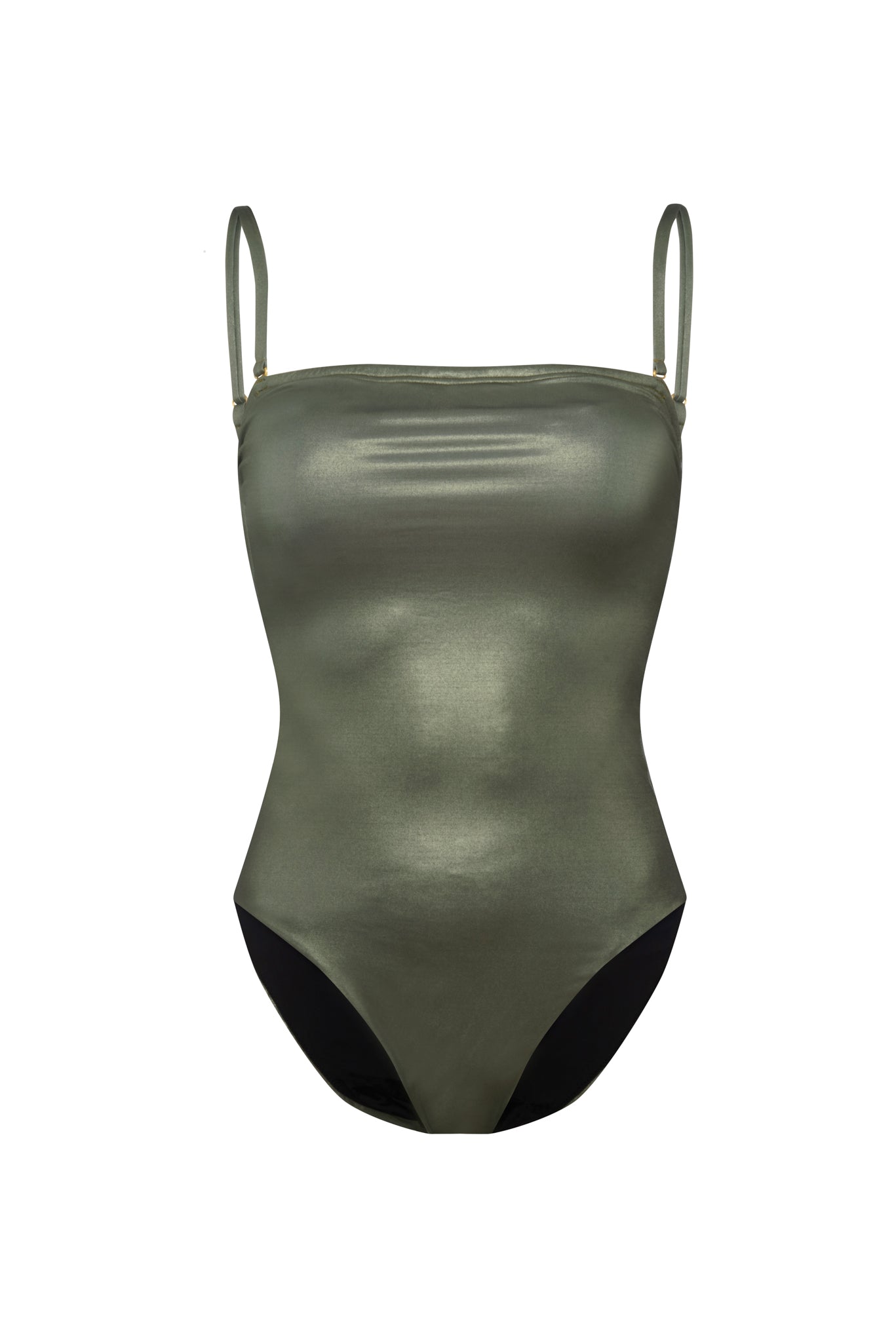 UNE PIÈCE BANDEAU COQUILLAGE SATINADO VERT FORESTA