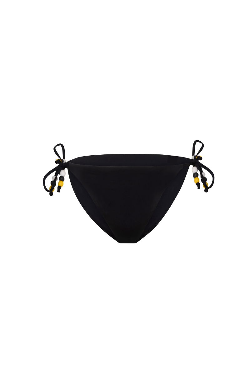 Culotte de maillot de bain à lacets avec perles noir blanc jaune Tatiane de freitas