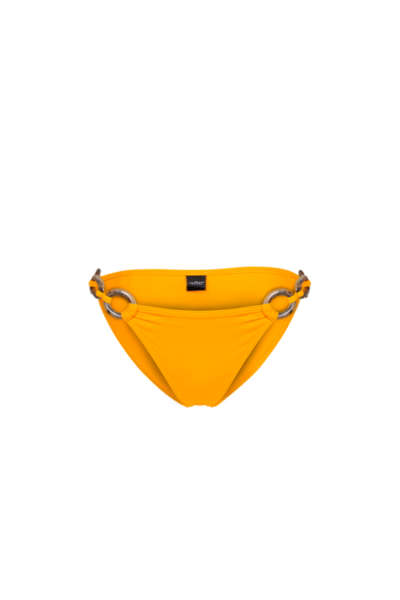 Bas de bikini orange, jaune avec anneaux écaillé sur les côtés