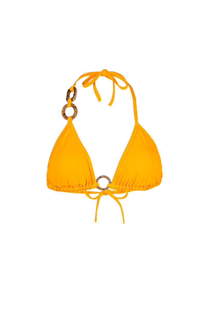 Triangle bikini avec anneaux écaille orange jaune