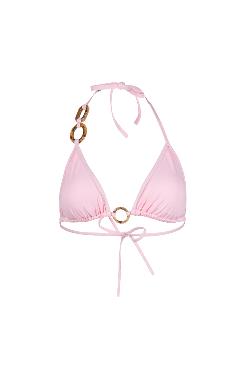 Triangle bikini avec anneaux écaille rose